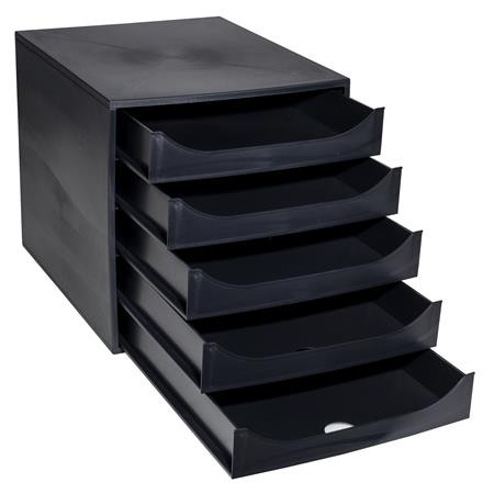 Irattároló, műanyag, 5 fiókos, EXACOMPTA "Ecobox ExoBlack", fekete