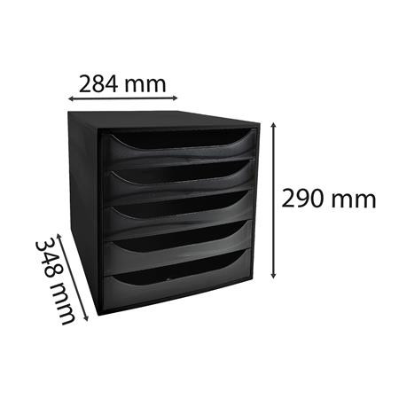 Irattároló, műanyag, 5 fiókos, EXACOMPTA "Ecobox ExoBlack", fekete