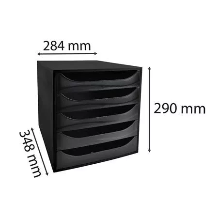 Irattároló, műanyag, 5 fiókos, EXACOMPTA "Ecobox ExoBlack", fekete