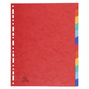 Regiszter, karton, A4+, 12 részes, EXACOMPTA, színes