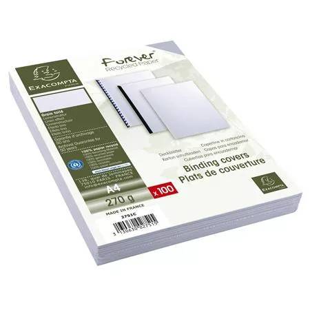 Hátlap, A4, 270 g, vászon hatású, karton, EXACOMPTA, fehér