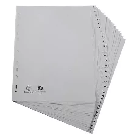 Regiszter, műanyag, A4+, 1-31, EXACOMPTA, szürke