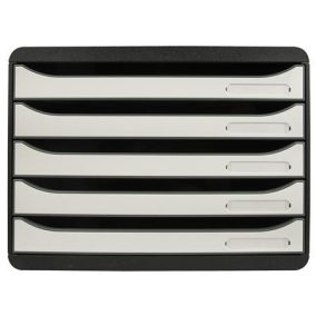   Irattároló, műanyag, 5 fiókos, EXACOMPTA "BIigBox Glossy", fekete-fehér