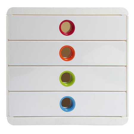 Irattároló, műanyag, 4 fiókos, EXACOMPTA "Pop-Box", fehér