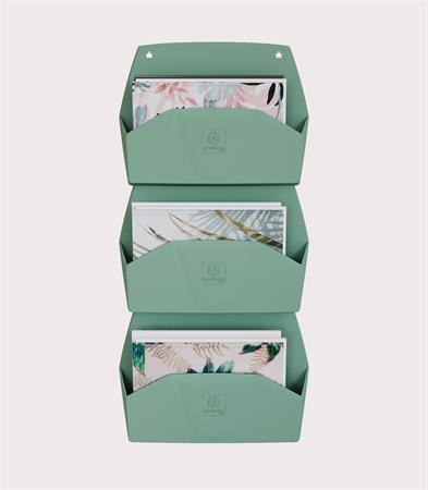 Fali rendszerező, 1 rekeszes, fekvő, 38,2x28,9x7,2 cm, EXACOMPTA "Autentik", zsályazöld