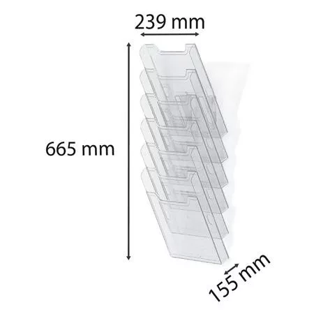 Katalógustartó, fali, A4, álló, 6 rekeszes, EXACOMPTA "Office", áttetsző