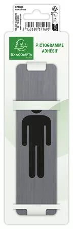 Információs tábla, öntapadó,4,4x16,5 cm, alumíniumhatású, EXACOMPTA, "Férfi"