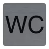 Információs tábla, öntapadó, 7,5x7,5 cm, alumíniumhatású, EXACOMPTA, "WC"