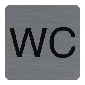   Információs tábla, öntapadó, 7,5x7,5 cm, alumíniumhatású, EXACOMPTA, "WC"