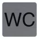 Információs tábla, öntapadó, 7,5x7,5 cm, alumíniumhatású, EXACOMPTA, "WC"