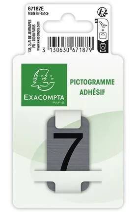 Információs tábla, öntapadó, 2,5x4,4 cm, alumíniumhatású, EXACOMPTA, 7-es