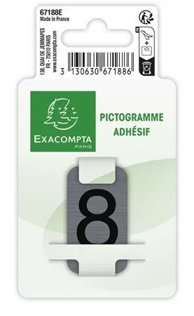 Információs tábla, öntapadó, 2,5x4,4 cm, alumíniumhatású, EXACOMPTA, 8-as