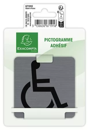 Információs tábla, öntapadó, 7,5x7,5 cm, alumíniumhatású, EXACOMPTA, "Mozgáskorlátozottak részére"