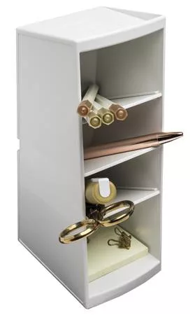 Asztali rendező, multifunkciós, 4 rekeszes, 8x23x11 cm, EXACOMPTA "Autentik", fehér