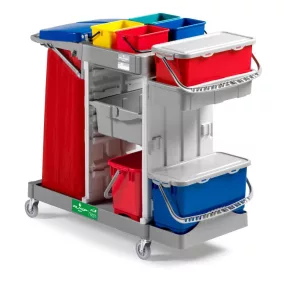   Filmop Alpha 5671 takarítókocsi 4x4L + 2x22l áztató vödörrel, zsáktartóval,