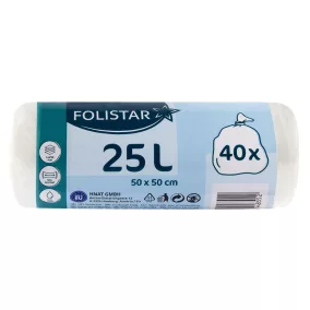   Folistar HNAT szemeteszsák fehér/átlátszó 50x50cm 25L HDPE 40 db/tekercs