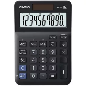   Számológép, asztali, 10 számjegy, CASIO "MS-10 F", fekete