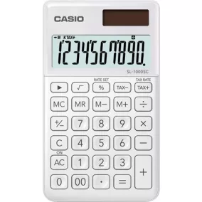   Zsebszámológép, 10 számjegy, CASIO "SL 1000", fehér