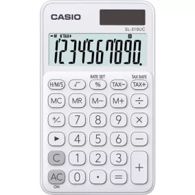   Zsebszámológép, 10 számjegy, CASIO "SL 310" fehér