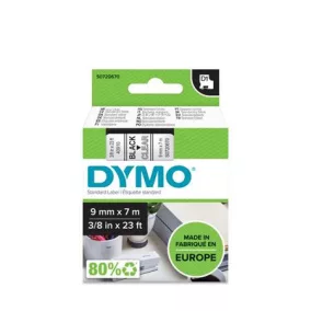   Feliratozógép szalag, 9 mm x 7 m, DYMO "D1", víztiszta-fekete
