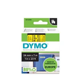   Feliratozógép szalag, 24 mm x 7 m, DYMO "D1", sárga-fekete
