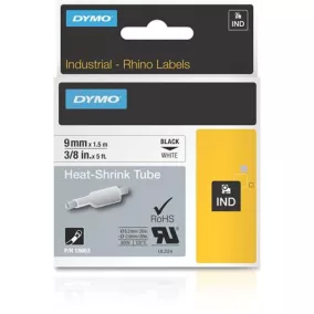   Zsugorcső, feliratozógéphez, 9 mm x 1,5 m, DYMO "Rhino", fehér-fekete