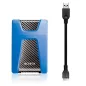   2,5" HDD (merevlemez), 2TB, USB 3.2 Gen1, ütésálló, ADATA "HD650", kék