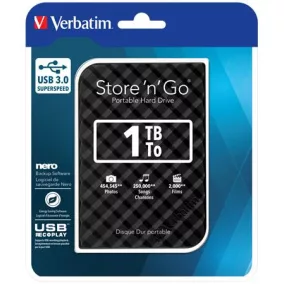   2,5" HDD (merevlemez), 1TB, USB 3.0, VERBATIM "Store n Go", fekete