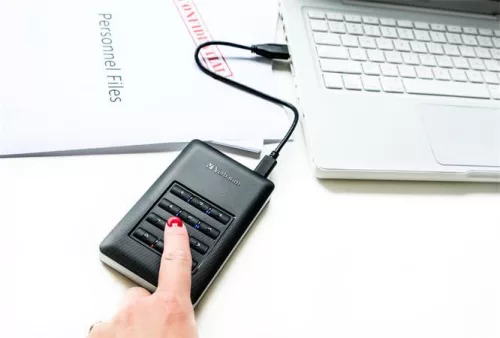 2,5" HDD (merevlemez), 1TB, USB 3.1, jelszavas titkosítás, VERBATIM "Secure Portable", fekete