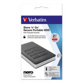   2,5" HDD (merevlemez), 2TB, USB 3.1, jelszavas titkosítás, VERBATIM "Secure Portable", fekete