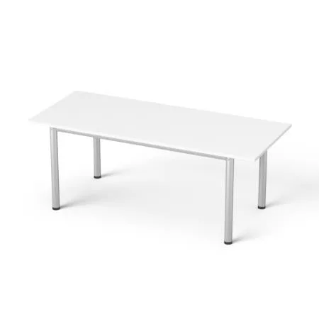 Tárgyalóasztal, szürke fémlábbal, 80x190 cm, MAYAH "Freedom SV-42" fehér