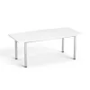 Tárgyalóasztal, íves, szürke fémlábbal, 80/95x190 cm, MAYAH "Freedom SV-43", fehér