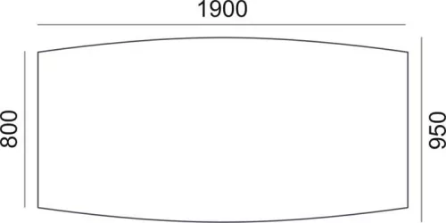 Tárgyalóasztal, íves, szürke fémlábbal, 80/95x190 cm, MAYAH "Freedom SV-43", fehér