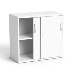   Szekrény, asztalmagas, tolóajtós, polcos, MAYAH "Freedom SV-16", fehér