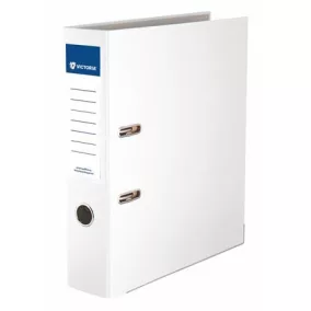   Iratrendező, 75 mm, A4, PP/karton, élvédő sínnel, VICTORIA OFFICE, "Basic", fehér