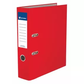   Iratrendező, 75 mm, A4, PP/karton, élvédő sínnel, VICTORIA OFFICE, "Basic", piros