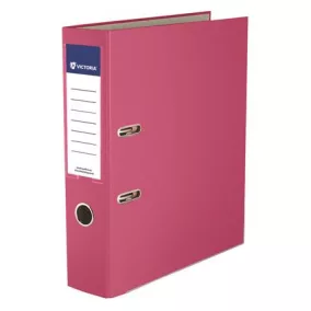   Iratrendező, 75 mm, A4, PP/karton, élvédő sínnel, VICTORIA OFFICE, "Basic", rózsaszín