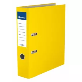   Iratrendező, 75 mm, A4, PP/karton, élvédő sínnel, VICTORIA OFFICE, "Basic", sárga
