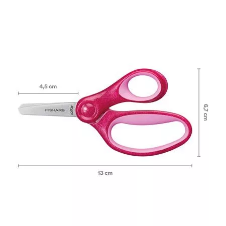 Olló, óvodai, 13 cm, FISKARS, csillámos rózsaszín
