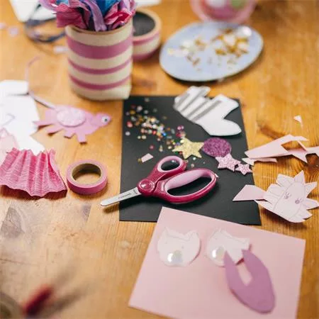 Olló, óvodai, 13 cm, FISKARS, csillámos rózsaszín