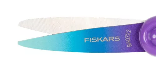 Olló, iskolai, 15 cm, FISKARS, ombré lila