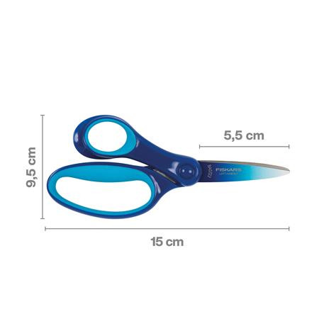 Olló, iskolai, 15 cm, balkezes, FISKARS, ombré kék