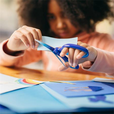 Olló, iskolai, 15 cm, balkezes, FISKARS, ombré kék