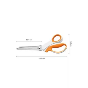   Olló, cikkcakk, 24,2 cm, FISKARS "SoftGrip™", fehér/narancssárga