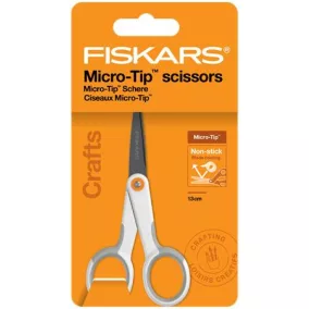   Olló, általános, tapadásmentes, 13 cm, FISKARS "MicroTip Titanium", fehér