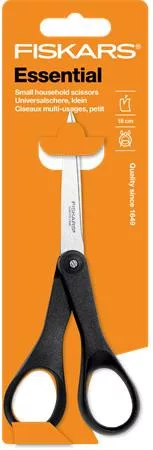 Olló, papírvágó, 18 cm, FISKARS "Essential", fekete
