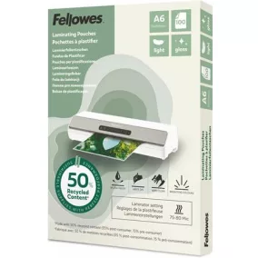   Meleglamináló fólia, 80 mikron, A6, fényes, 100 db, FELLOWES "Light"