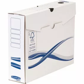   Archiválódoboz, A4, 80 mm, FELLOWES "Bankers Box Basic", kék-fehér