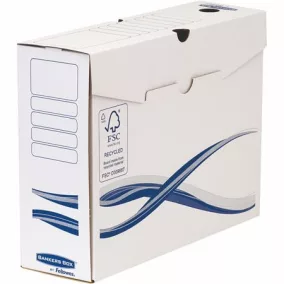   Archiválódoboz, A4+, 100 mm, FELLOWES "Bankers Box Basic", kék-fehér