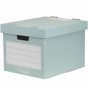   Tároló doboz, karton, 33,3x28,5x39 cm FELLOWES, "Style", zöld-fehér